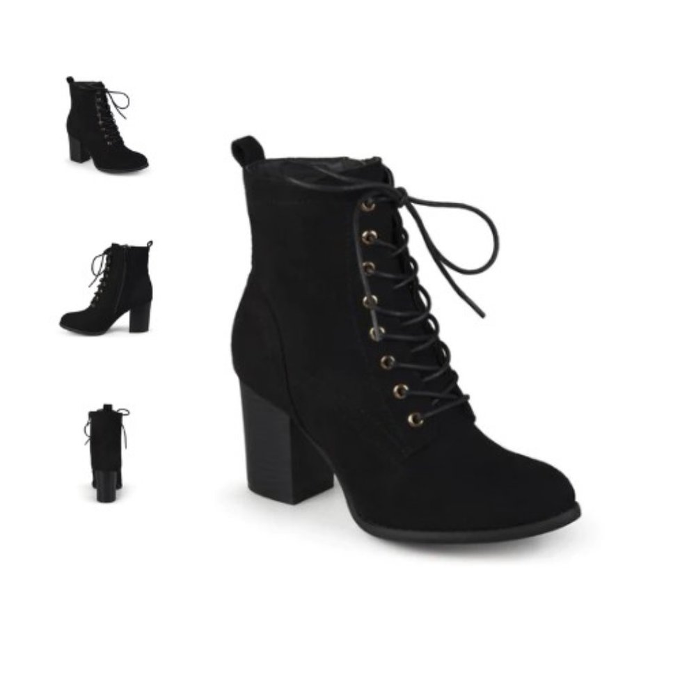 Journee Collection Baylor Booties Zip up boots Lace Up Black Size 9M New